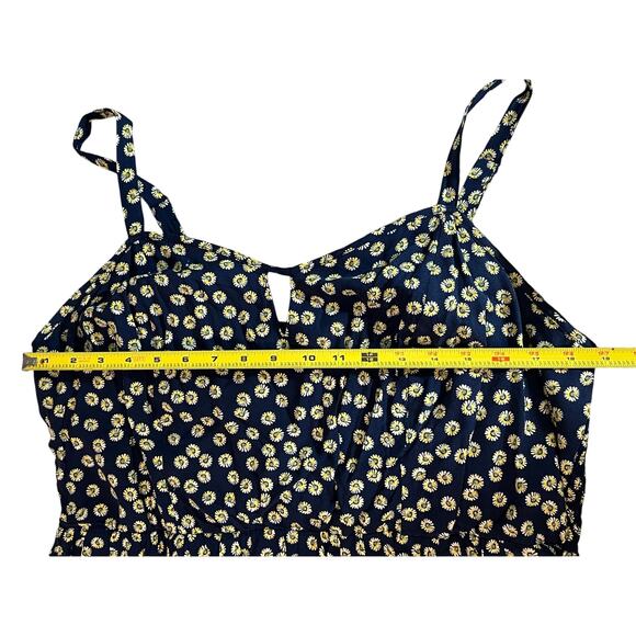 AUW 2X Daisy Floral Navy Blue Sundress Sleeveless Summer Dress - Picture 14 of 16